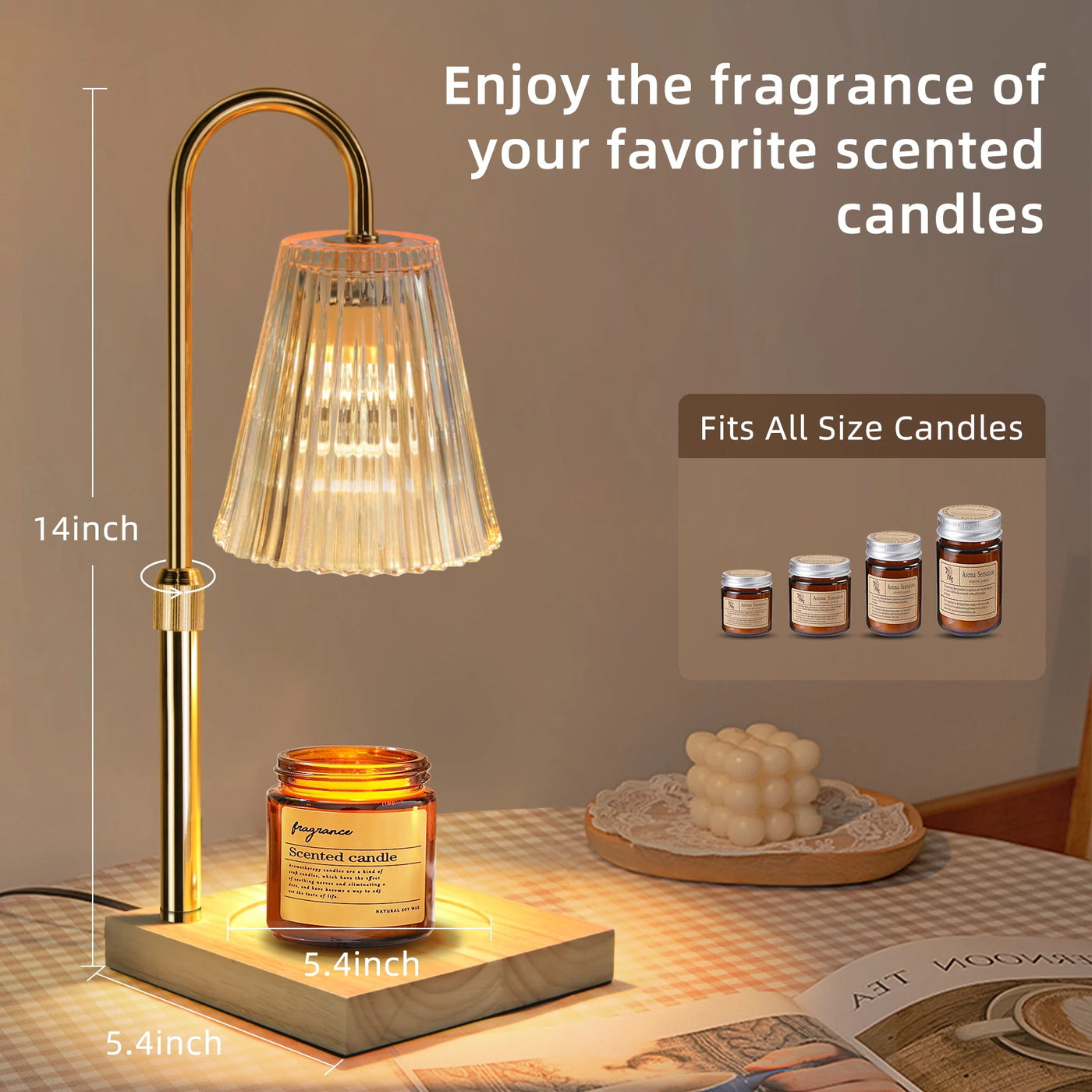 Harrow & Vale STRALEN LED Candle Warmer Lamp with Timer & Dimming